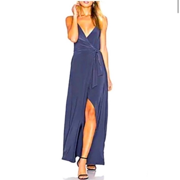 NWT Revolve Misa Los Angeles Navy Veronica Wrap Maxi Dress - Picture 1 of 6